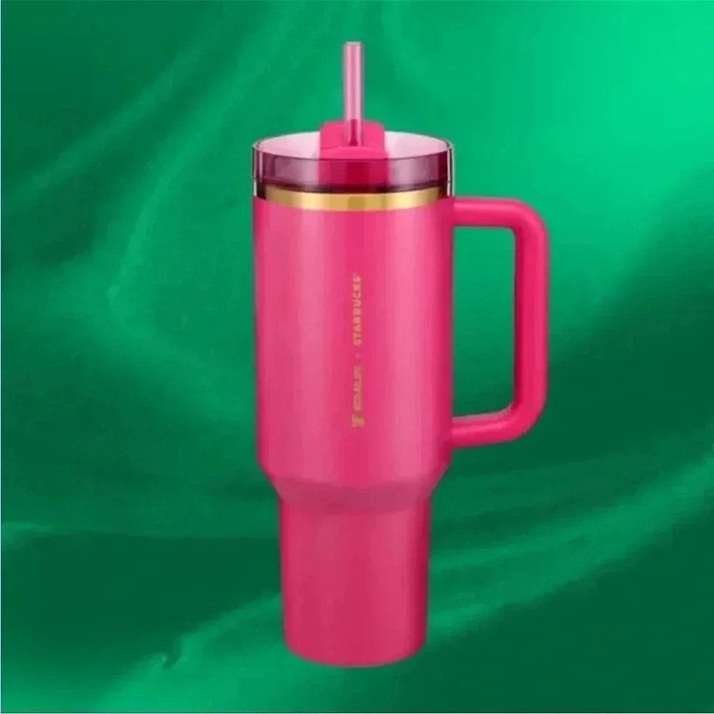 starbucks x Stanley pink Holidays 2024 40 oz stainless steel tumbler - Picture 1 of 2